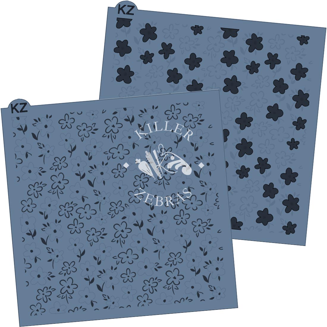 5.5 x 5.5 Stencil Flower Sketches 2 Part Stencil