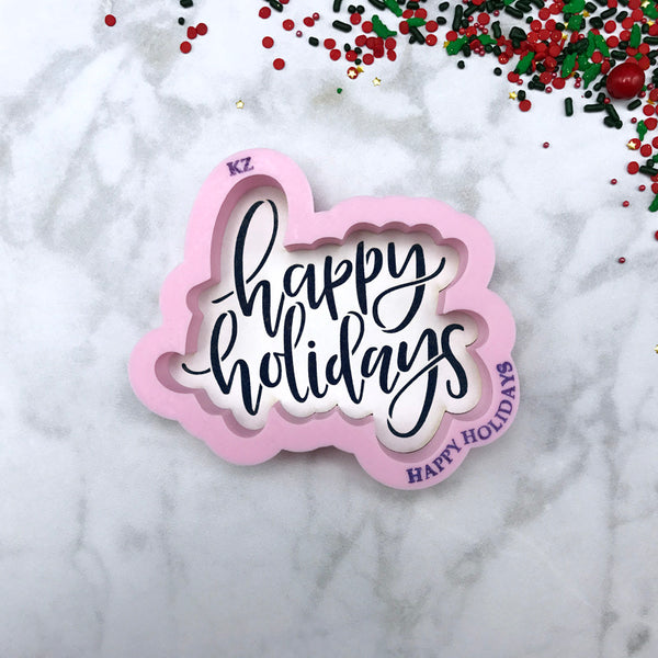 Happy Holidays Cookie Cutter & Stencil Set | Cookie Decorating Set