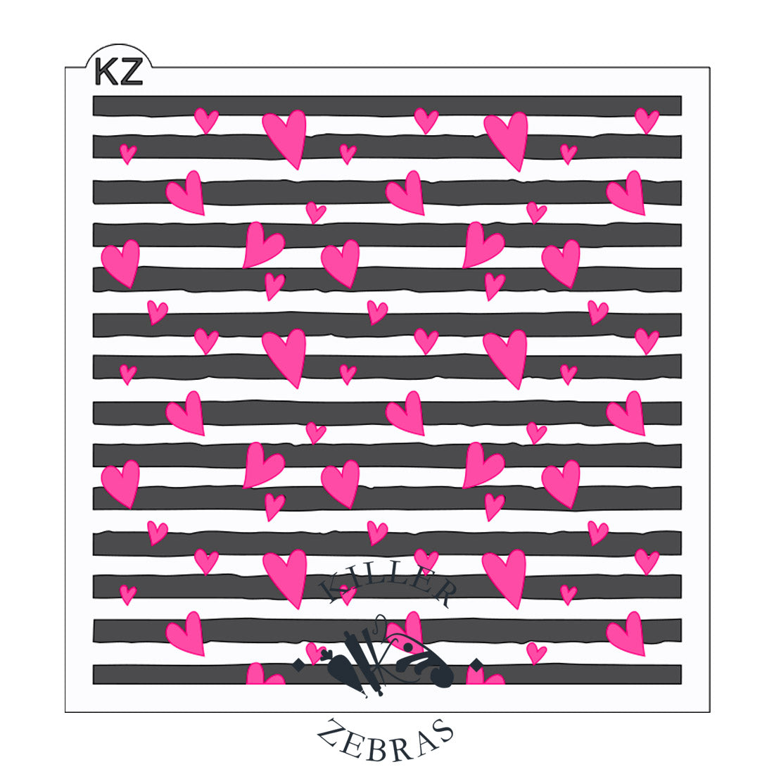 5.5 x 5.5 Stencil Hearts and Stripes 2 Part Stencil