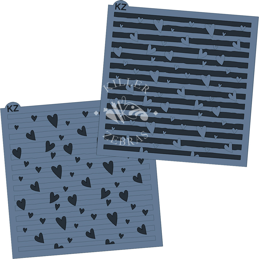 5.5 x 5.5 Stencil Hearts and Stripes 2 Part Stencil