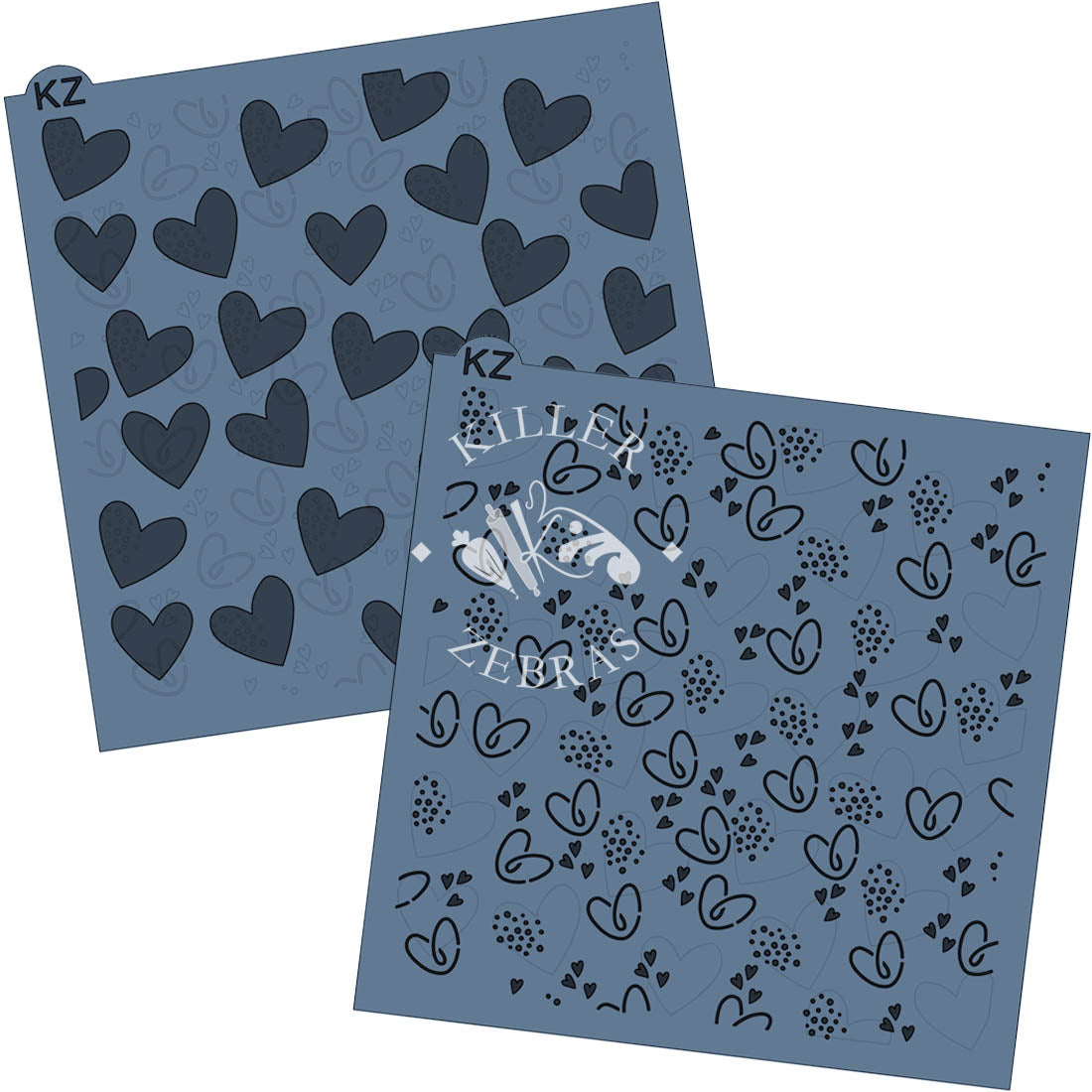 5.5 x 5.5 Stencil Hearts Aflutter 2 Part Stencil
