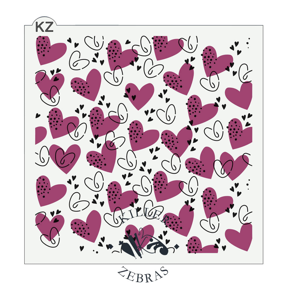 Hearts Aflutter 2 Part Stencil