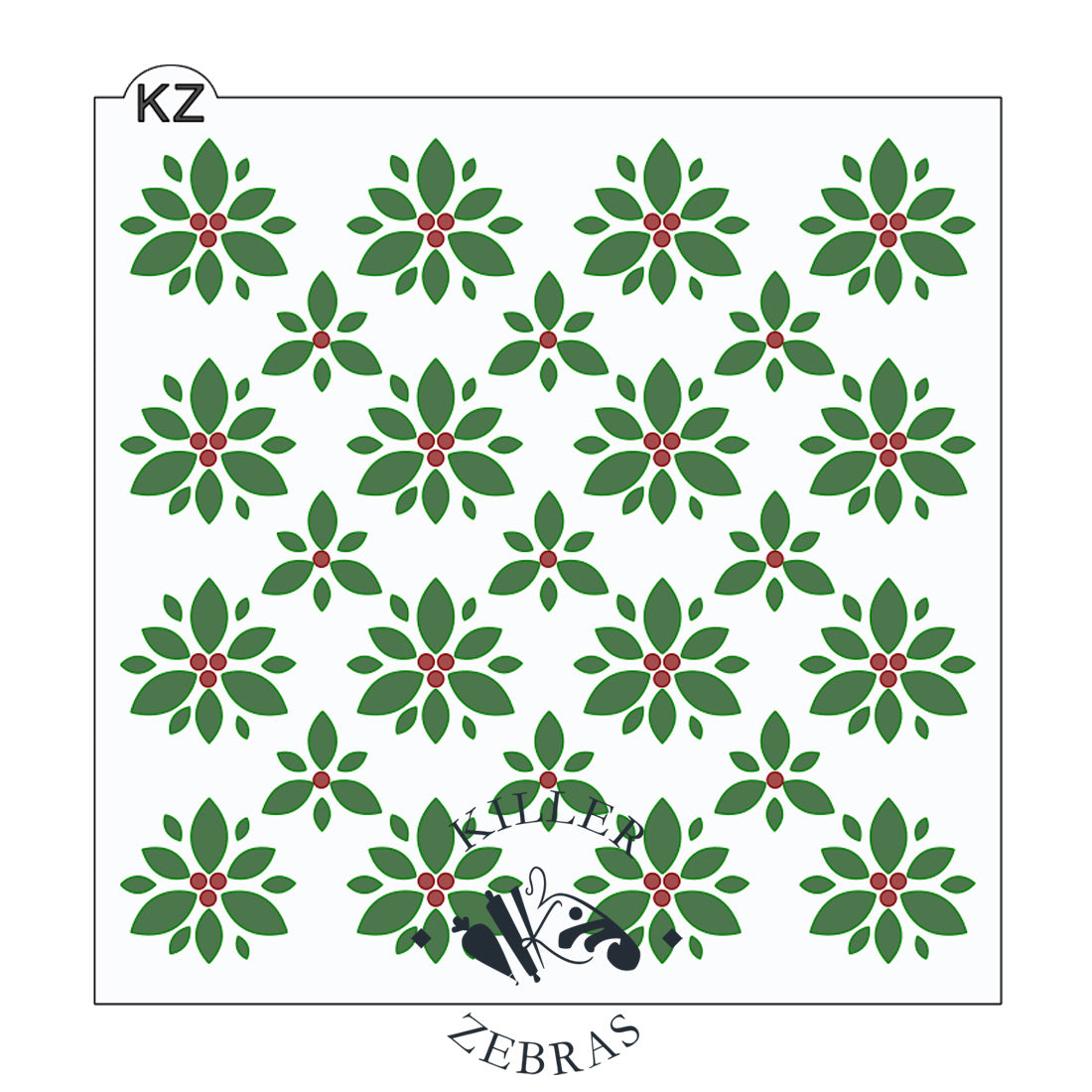 5.5 x 5.5 Stencil Holly Jolly 2 Part Stencil