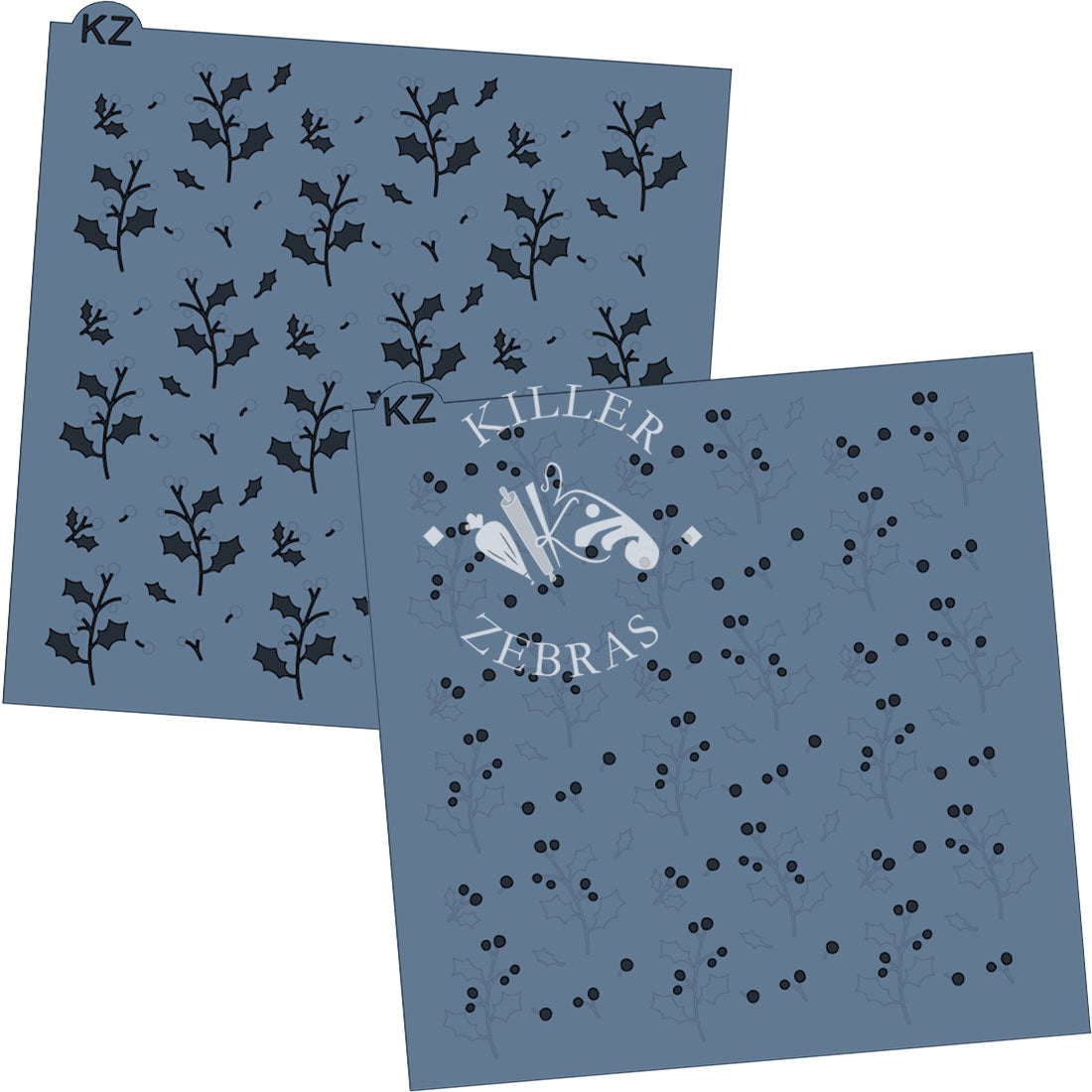 5.5 x 5.5 Stencil Holly Berry 2 Part Stencil