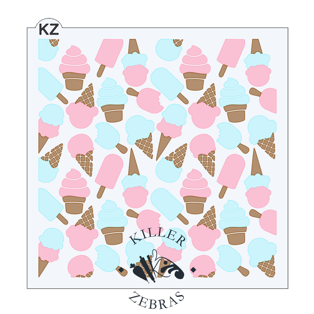 5.5 x 5.5 Stencil Ice Cream 3 Part Stencil