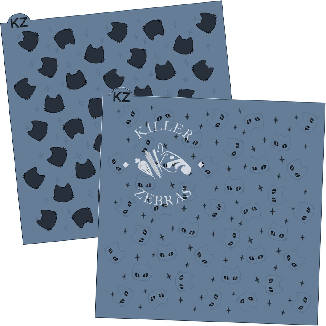 5.5 x 5.5 Stencil Midnight Cats 2 Part Stencil