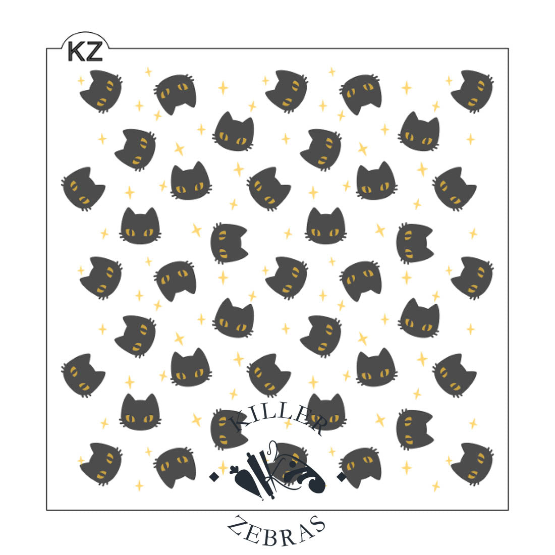 5.5 x 5.5 Stencil Midnight Cats 2 Part Stencil