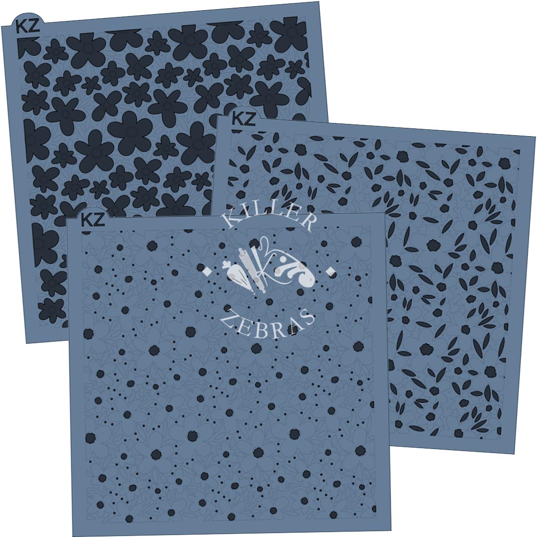 5.5 x 5.5 Stencil Poppies 3 Part Stencil