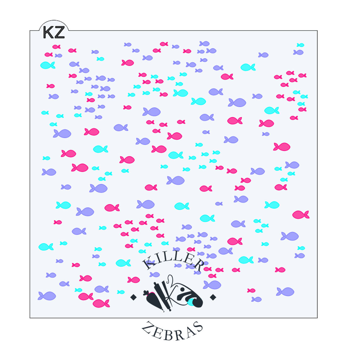 5.5 x 5.5 Stencil Schools of Fish – Layered Cookie Stencil