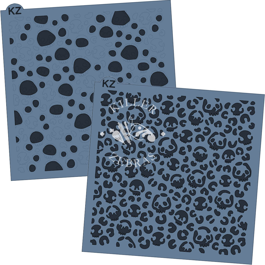 5.5 x 5.5 Stencil Skull Leopard Print 2 Part Stencil