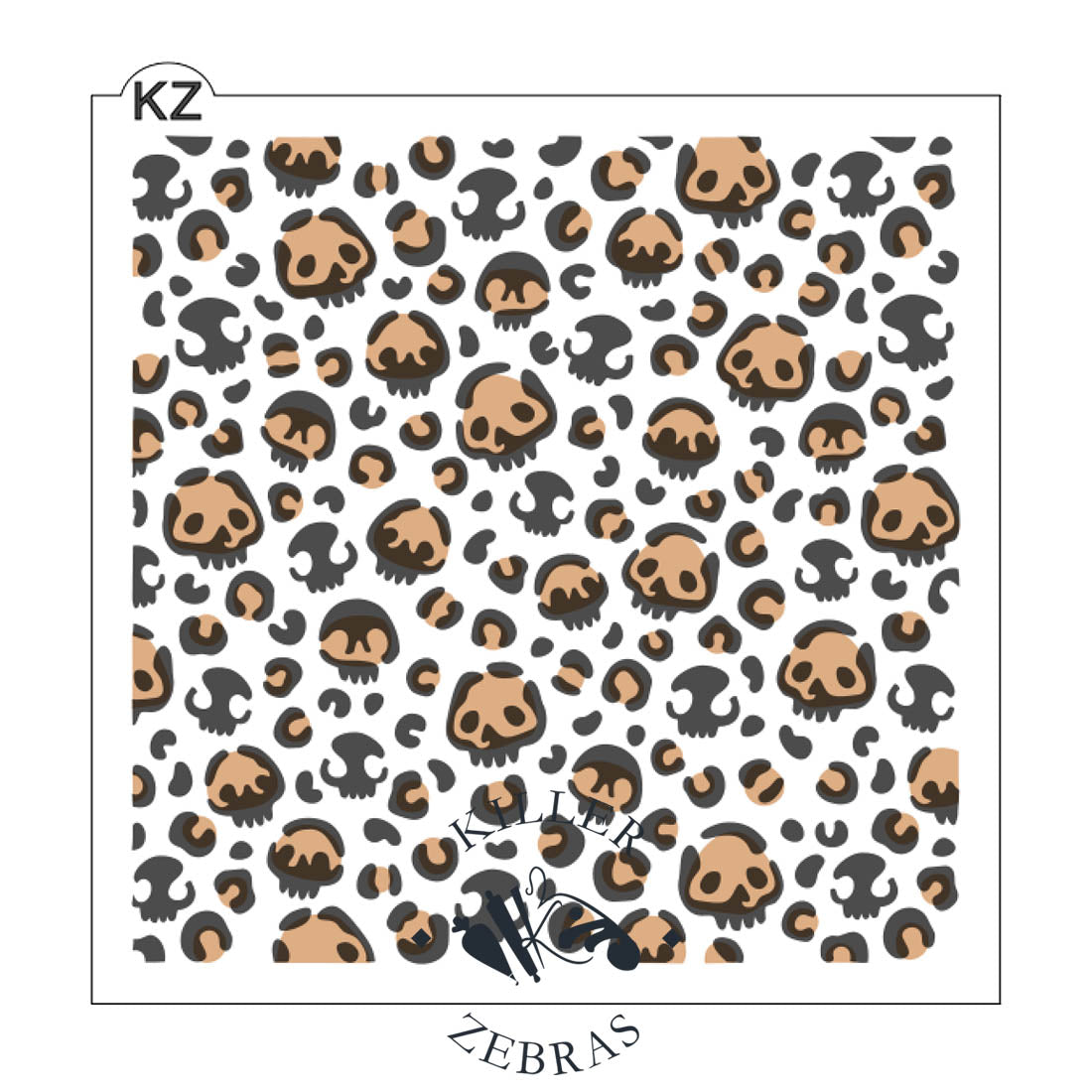 5.5 x 5.5 Stencil Skull Leopard Print – Layered Cookie Stencil