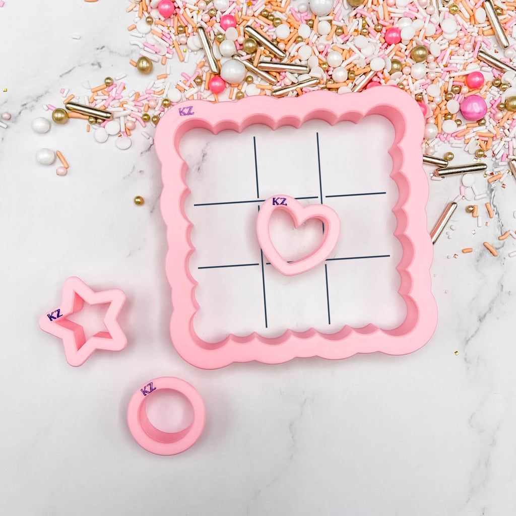 Tiny X and Heart Tic Tac Toe Multi-Cutter and Dough Popper