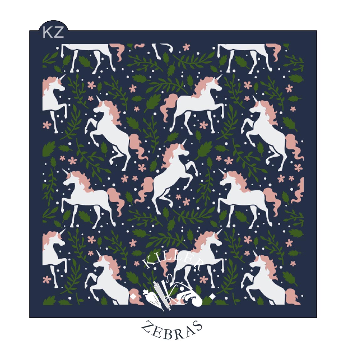 5.5 x 5.5 Stencil Unicorn Meadow 3 Part Stencil