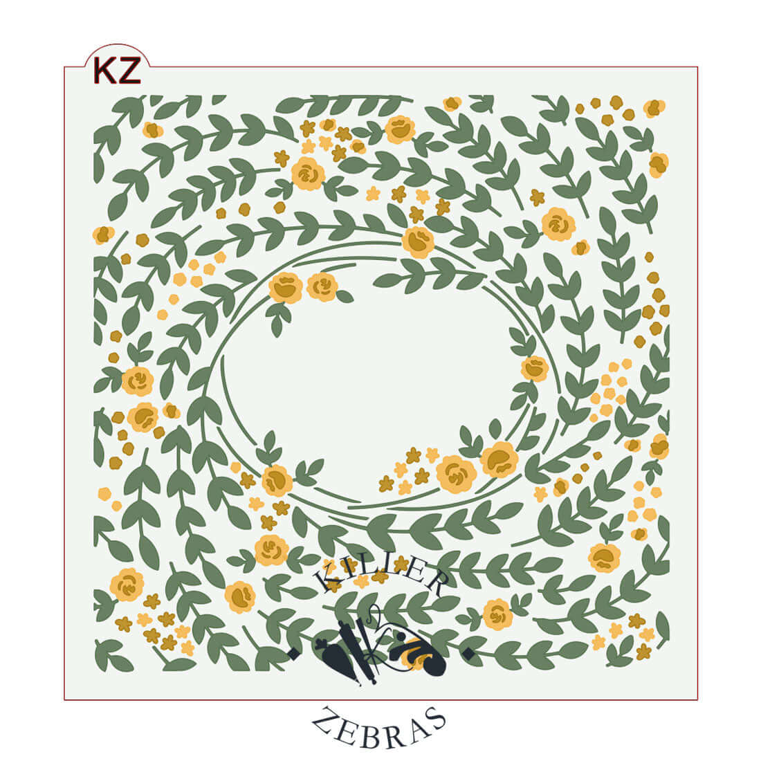 5.5 x 5.5 Stencil Vintage Floral Frame 3 Part Stencil