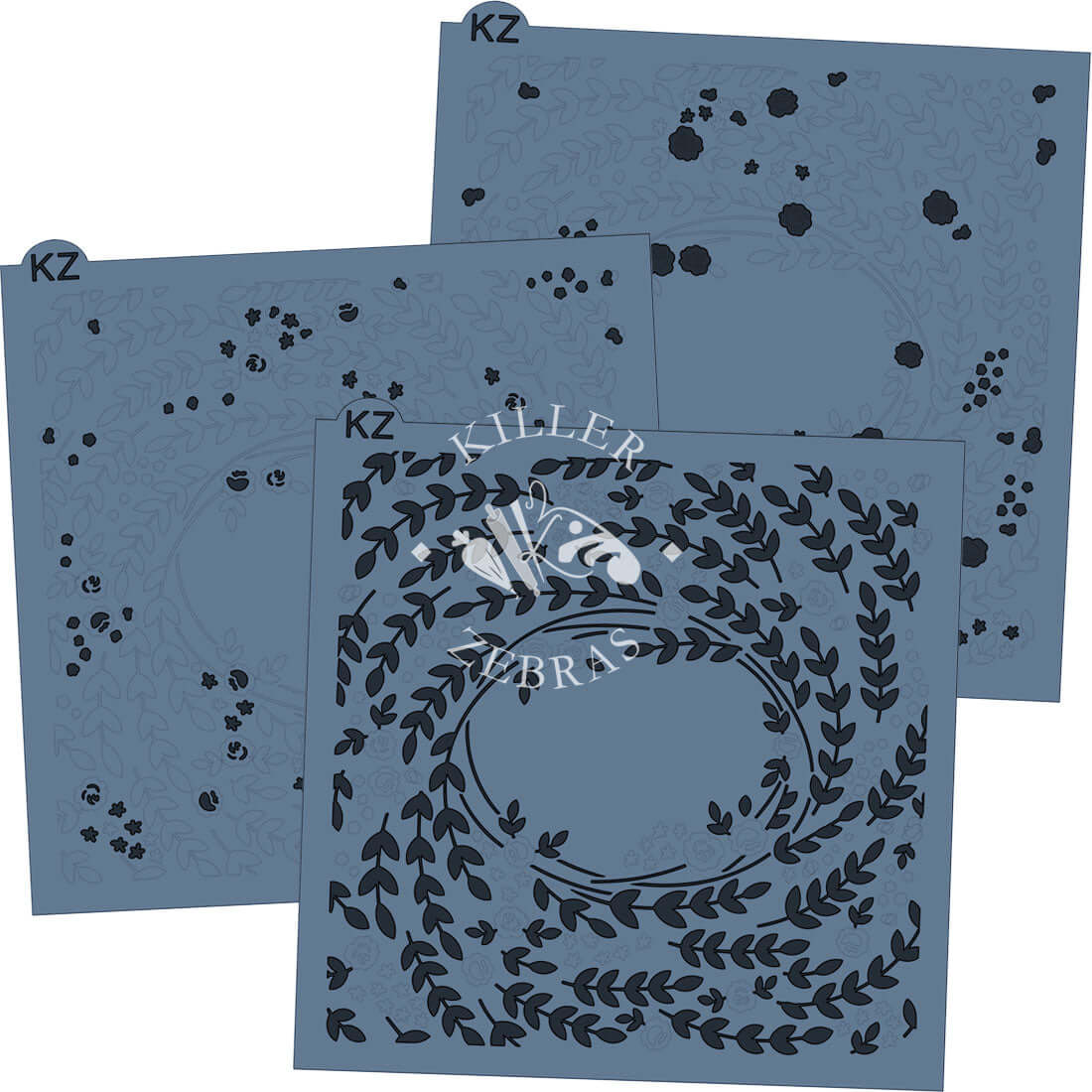 5.5 x 5.5 Stencil Vintage Floral Frame 3 Part Stencil